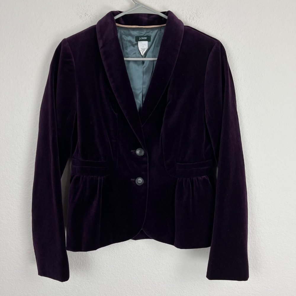 J. Crew Eden Velvet Peplum Blazer Plum Size 4